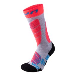 SKARPETY UYN JUNIOR SKI SOCKS, GREY/FLUO, 27-30